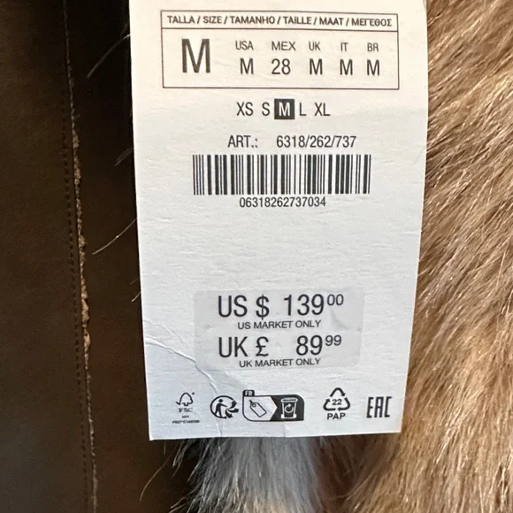 Zara Brown Shearling Coat - Picture 4 of 8